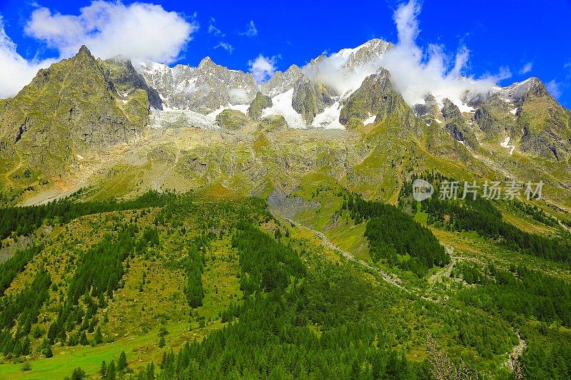 Mont Blanc Grandes Jorasses 和奥斯塔山谷 - 意大利